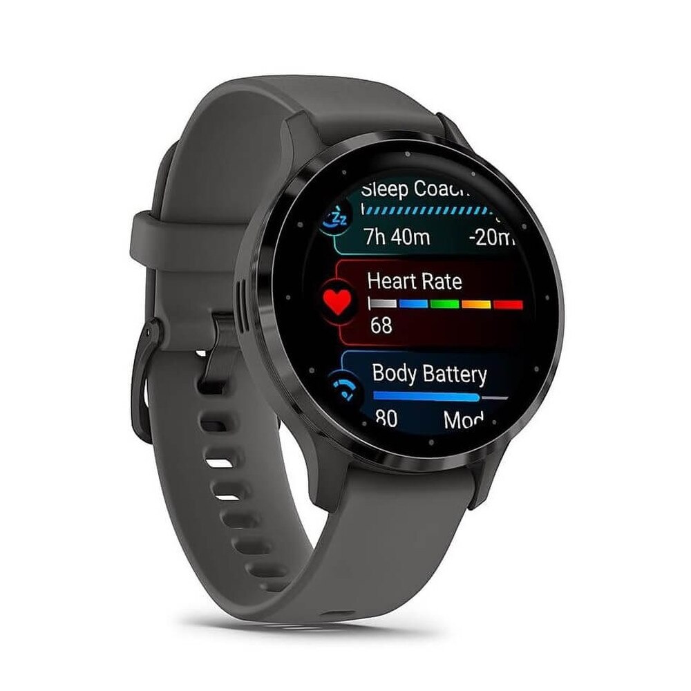 Garmin Venu 3S Slate Stainless Steel Bezel with Pebble Gray Case and Silicone Band (010-02785-00) New 3