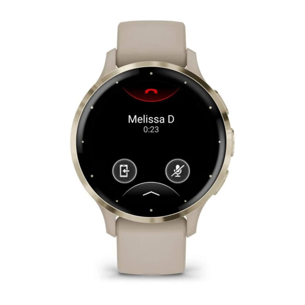 Garmin Venu 3S Soft Gold Stainless Steel Bezel with French Gray Case and Silicone Band (010-02785-02) New 2