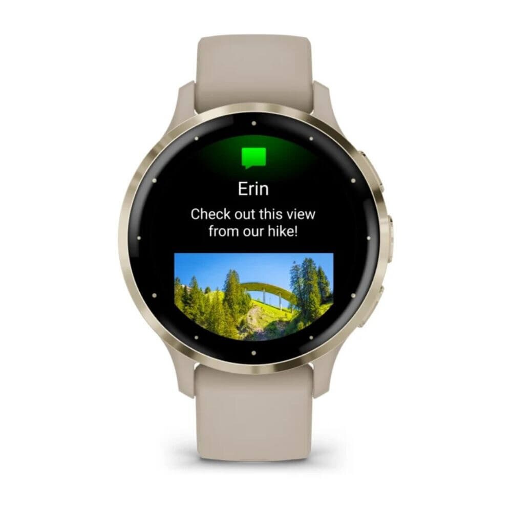 Garmin Venu 3S Soft Gold Stainless Steel Bezel with French Gray Case and Silicone Band (010-02785-02) New 4