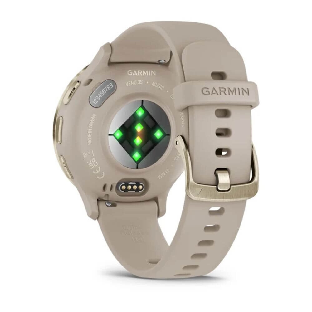Garmin Venu 3S Soft Gold Stainless Steel Bezel with French Gray Case and Silicone Band (010-02785-02) New 8