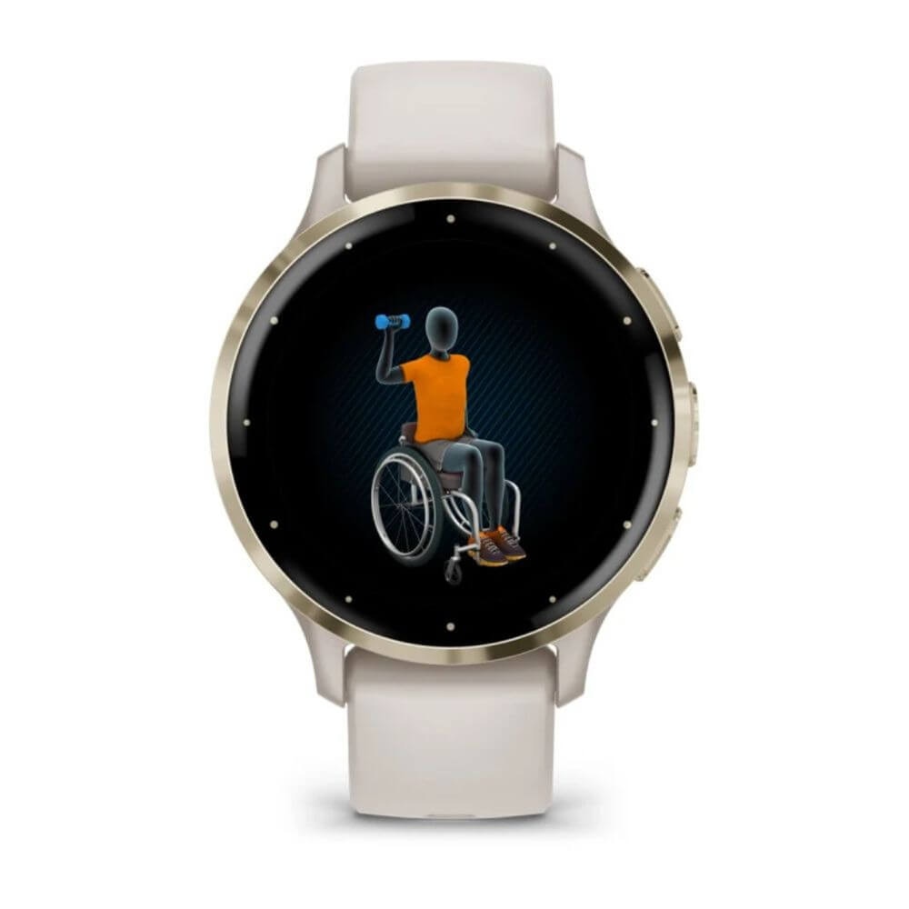 Garmin Venu 3S Soft Gold Stainless Steel Bezel with Ivory Case and Silicone Band (010-02785-04) New 5