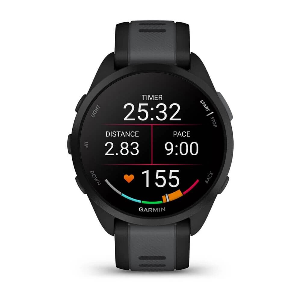 Garmin Forerunner 165 GPS Smartwatch 43 mm Black and Slate Gray (010-02863-20) New 2