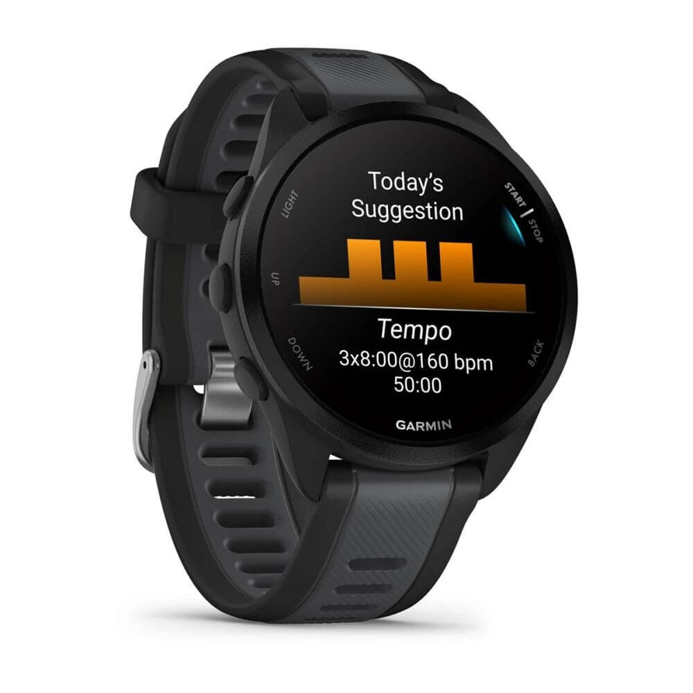 Garmin Forerunner 165 GPS Smartwatch 43 mm Black and Slate Gray (010-02863-20) New 3