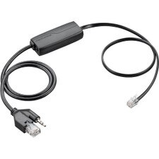 A black cable with a small box and a connector at each end