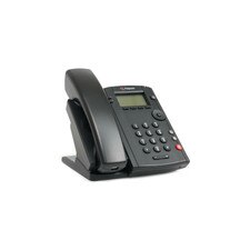 A photo of a Polycom VVX 101 IP phone with a black body, a 2.5-inch LCD display, a numeric keypad, a speakerphone, and a headset jack.