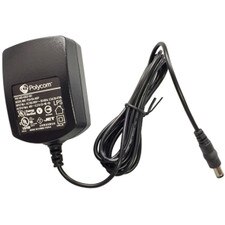 A black power adapter with a cord and a plug, compatible with Polycom VVX D60 wireless handset