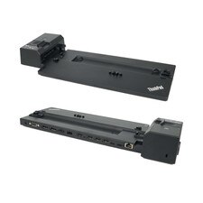 A photo of a Lenovo 135W ThinkPad Ultra Docking Station (40AJ0135US) that can connect multiple devices and peripherals to a laptop via a single cable and provide power, security.