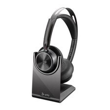 HP Poly Voyager Focus B825-M Microsoft Teams Certified Stereo Bluetooth Headset with USB-A Adapter and Charging Stand (7F0J0AA, 9T9J6AA#AC3) | Like New 1