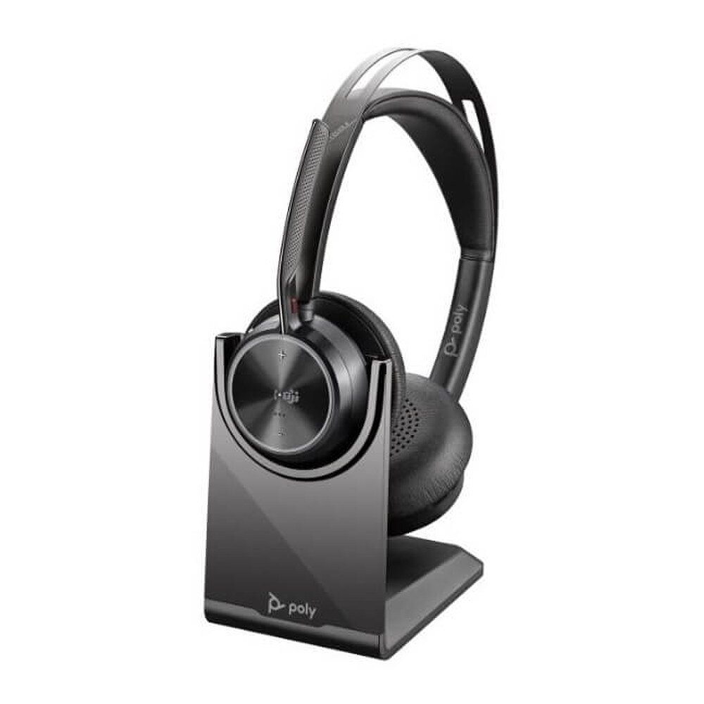 HP Poly Voyager Focus B825-M Microsoft Teams Certified Stereo Bluetooth Headset with USB-A Adapter and Charging Stand (7F0J0AA, 9T9J6AA#AC3) New 1