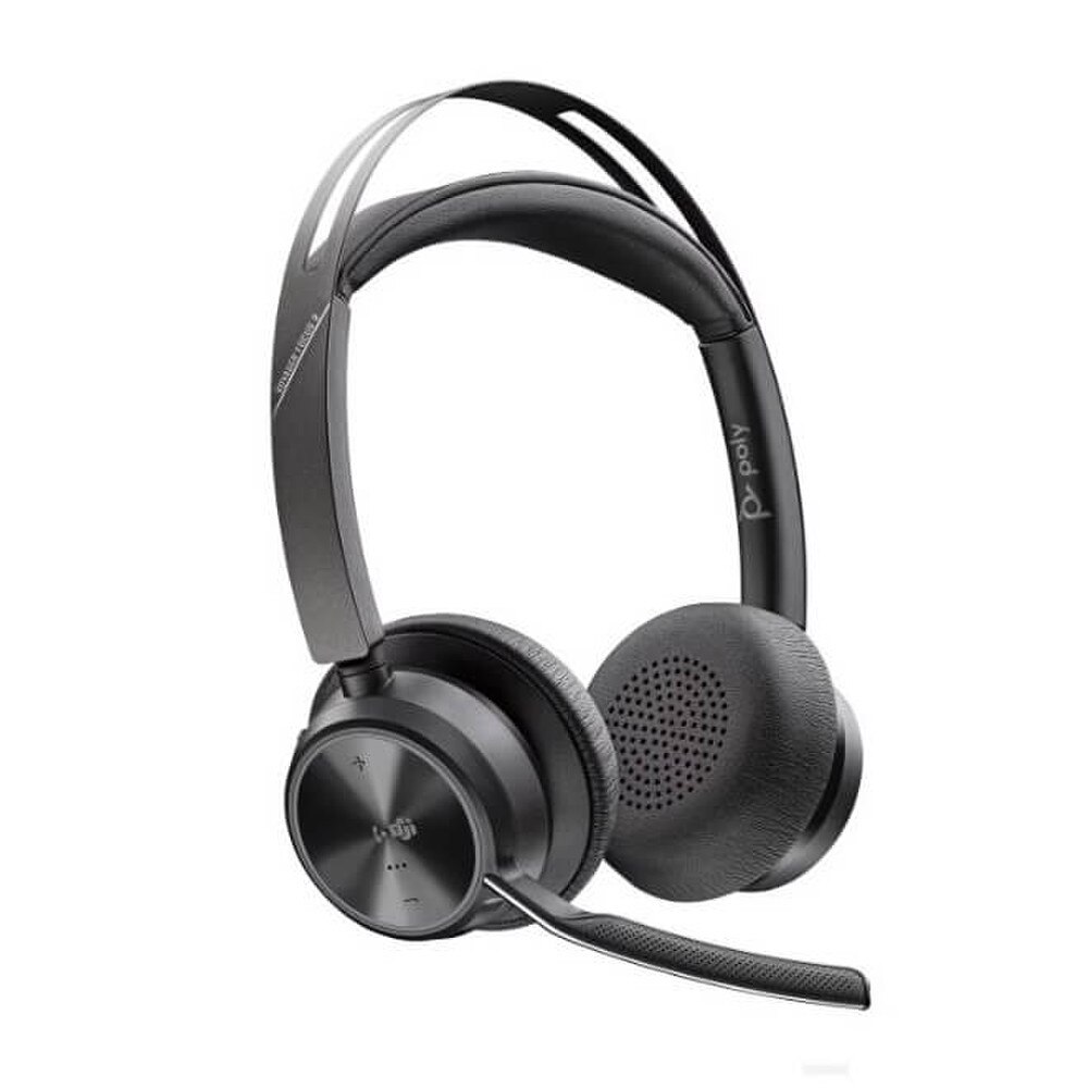 HP Poly Voyager Focus B825-M Microsoft Teams Certified Stereo Bluetooth Headset with USB-A Adapter and Charging Stand (7F0J0AA, 9T9J6AA#AC3) New 2
