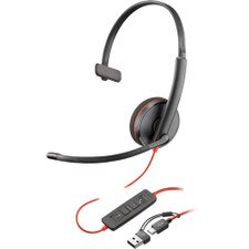 HP Poly Blackwire 3310 Monaural USB-C Headset +USB-C/A Adapter (8X215AA) New
