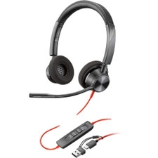 HP Poly Blackwire 3320 Stereo Microsoft Teams Certified USB-C Headset +USB-C/A Adapter (8X220AA, 76J17AA) New