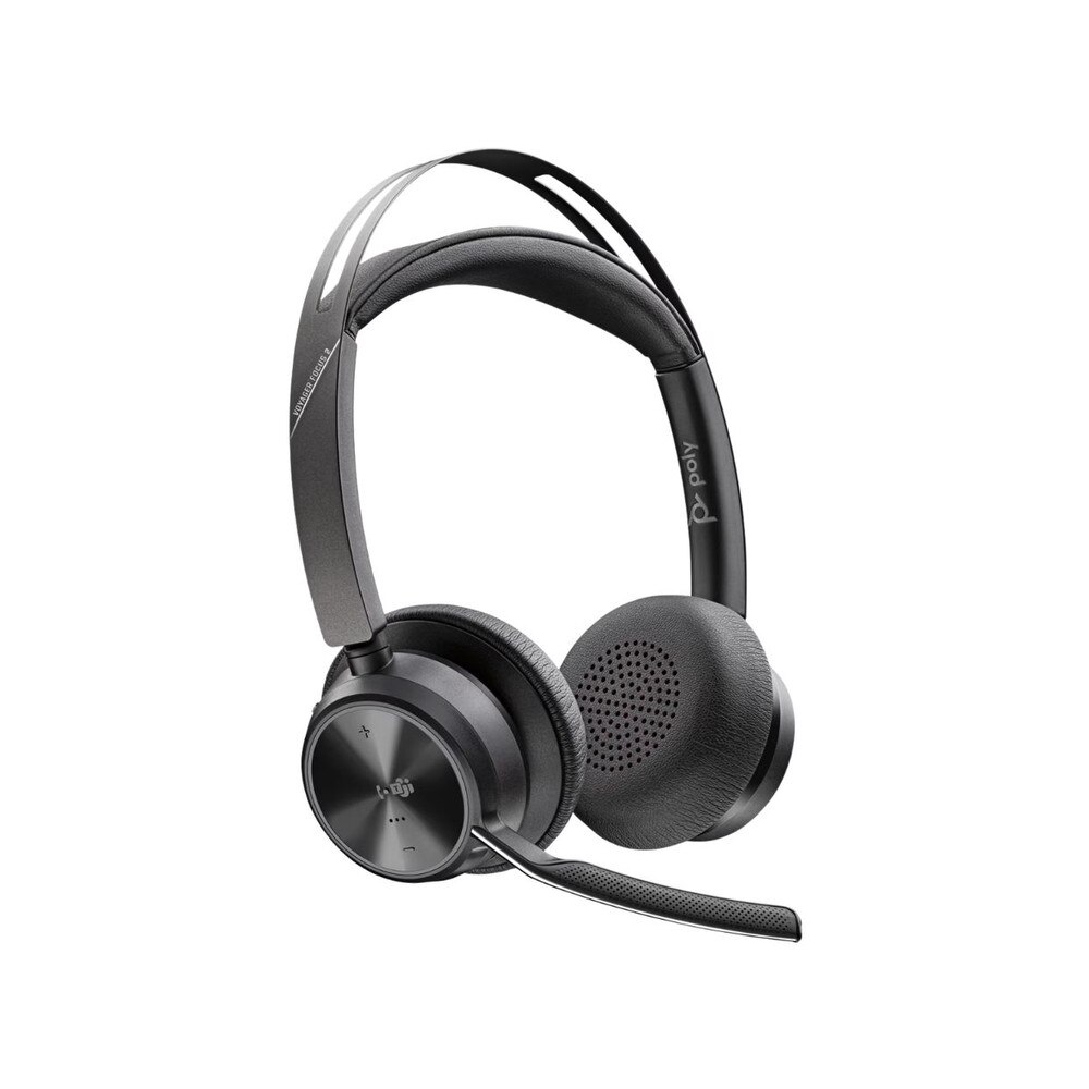 Poly Voyager Focus 2 Microsoft Teams USB-C-C Headset +USB-C/A Adapter with Charging Stand (9T9J6AA#AC3, 214433-02, 77Y90AA) New 2