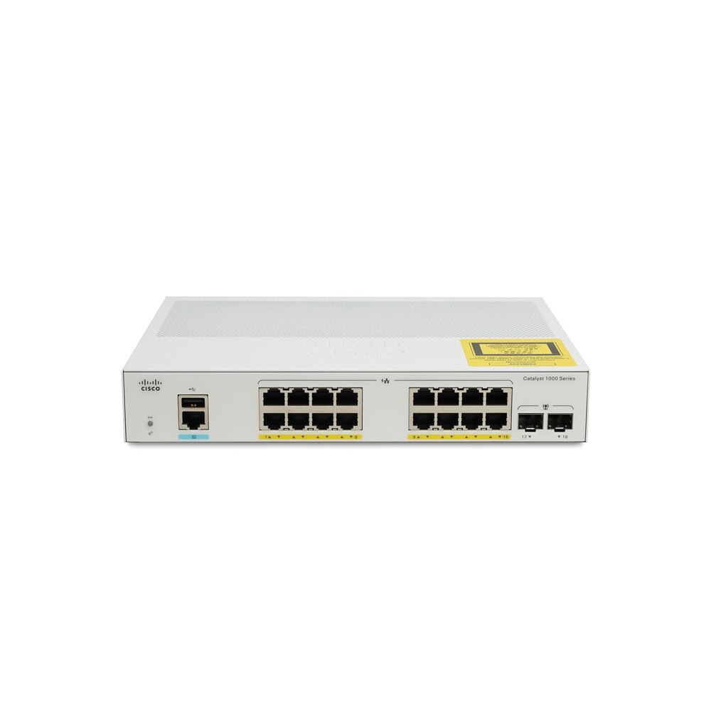 Cisco Catalyst 1000-16P-E-2G-L 16-Port Gigabit Ethernet PoE+ Switch with 2 SFP Uplinks New 2