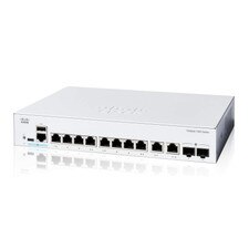 Front view of Cisco Catalyst C1200-8T-E-2G 8-Port Gigabit Ethernet Switch with compact design and dual uplink ports