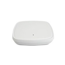 Device with a circular shape and a Cisco logo on the front. The device has two Ethernet ports, one USB port, and a power connector on the back. The device also has four LED indicators for power.