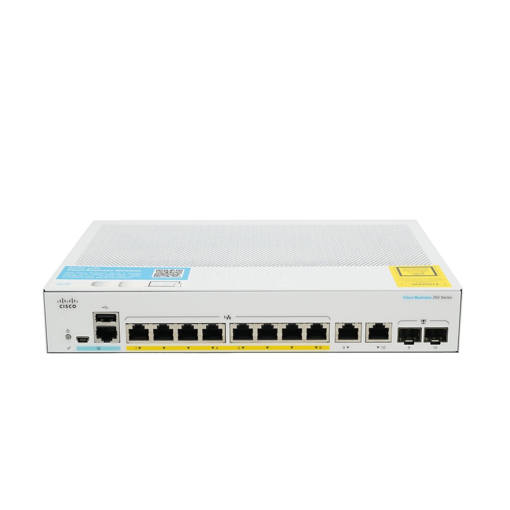 Cisco CBS250-8P-E-2G 8-Port Gigabit PoE Smart Switch (NA) Refresh 2