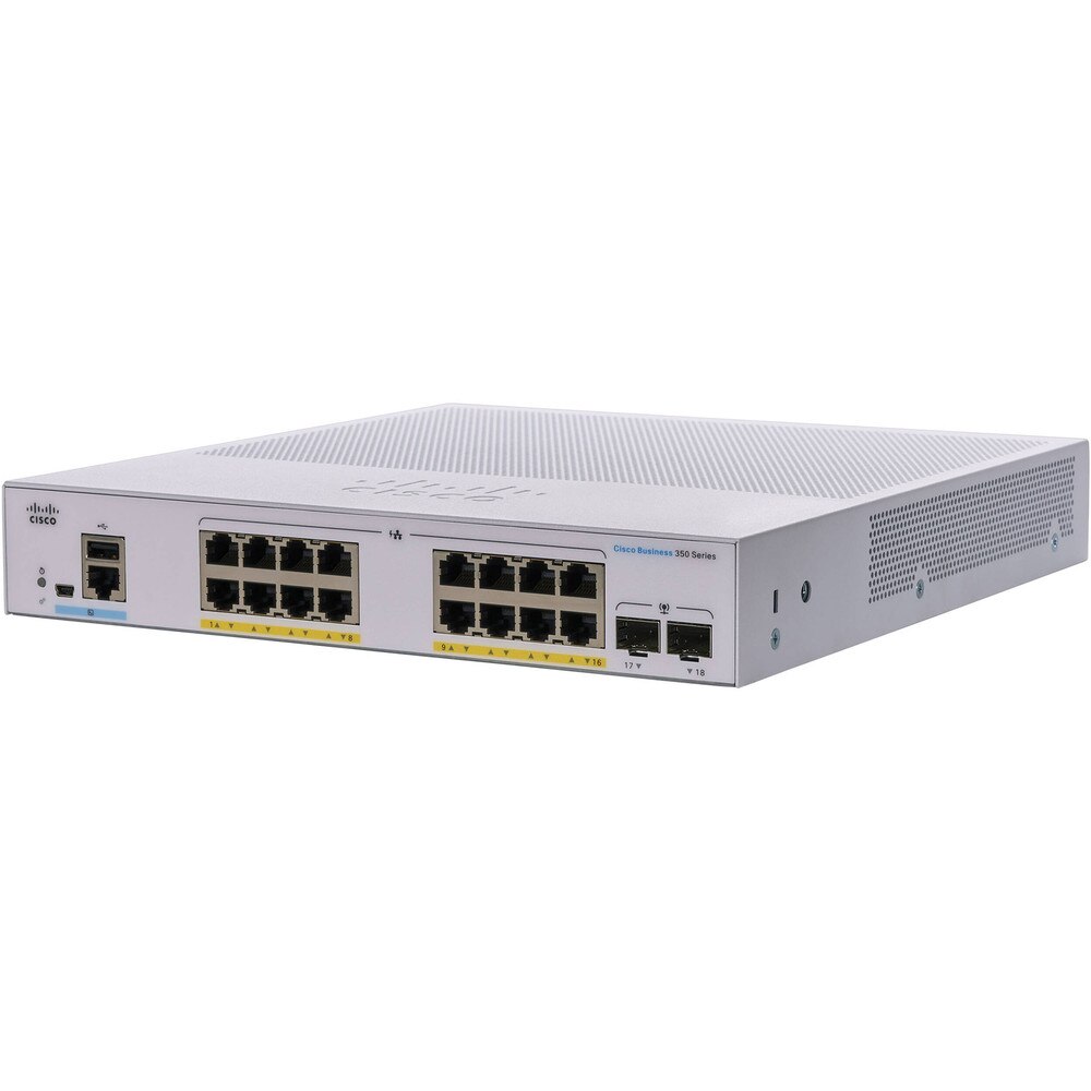 Cisco CBS350-16FP-2G 16-Port Gigabit PoE+ Ethernet Managed Switch (NA) Refresh