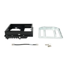 A Cisco Wall Mount Kit for 8800 Video Series IP Phone with a silver metal frame and a black plastic cover. The kit has four screw holes for attaching it to the wall and a slot for inserting the phone