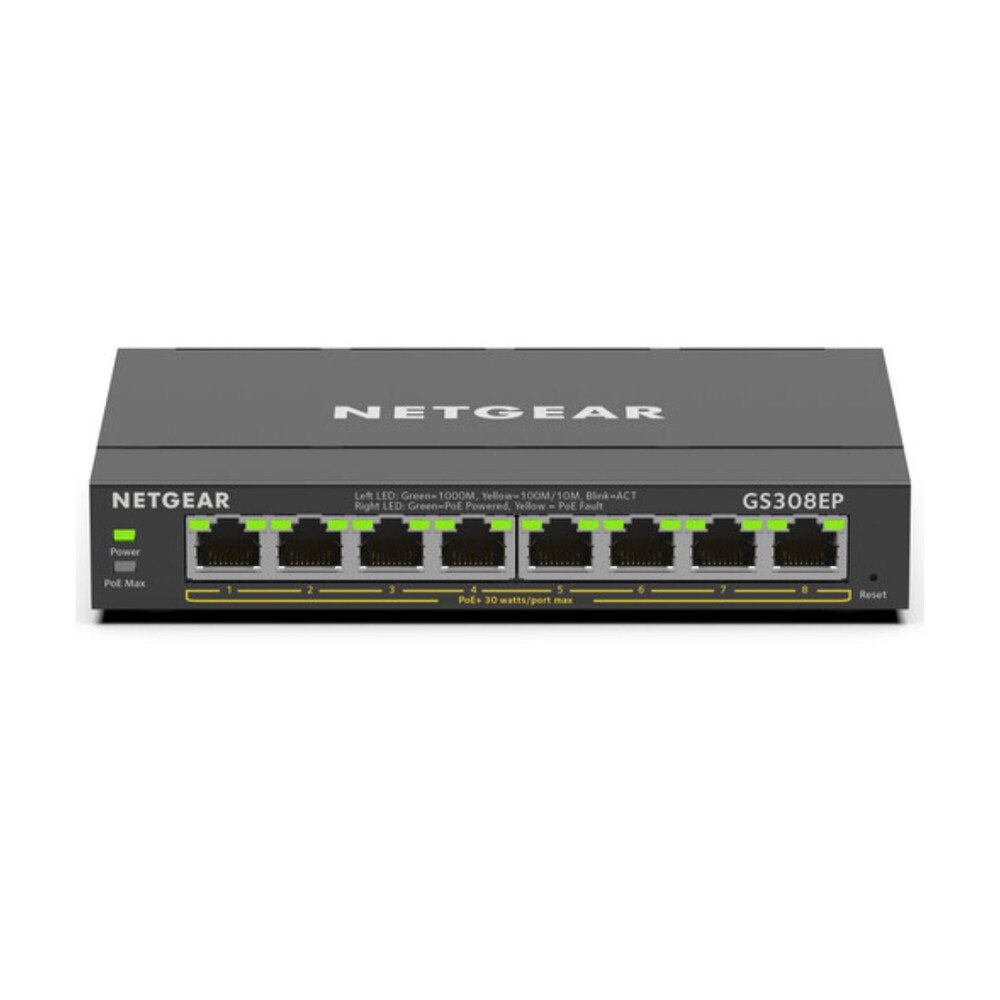 Netgear GS308EP 8-Port Gigabit Ethernet PoE+ Smart Managed Plus Switch (GS308EP-100NAS) |Like New 2