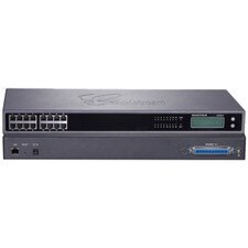A front view of the Grandstream GXW4216 gateway with 16 FXS ports and indicators