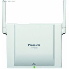A photo of a white Panasonic KX-NS0154 cell station unit with four LED indicators and an Ethernet port.