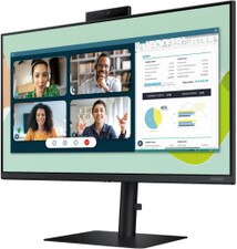 Samsung S4 24-inch monitor with FreeSync and built-in retractable webcam for secure video conferencing