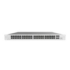Image of Cisco Meraki MS150 48-Port Gigabit PoE+ Switch (MS150-48FP-4X) featuring 48 gigabit ethernet PoE/PoE+ interfaces, 4 x 10G SFP+ uplink interfaces, and a 740 watt PoE budget for powering APs,
