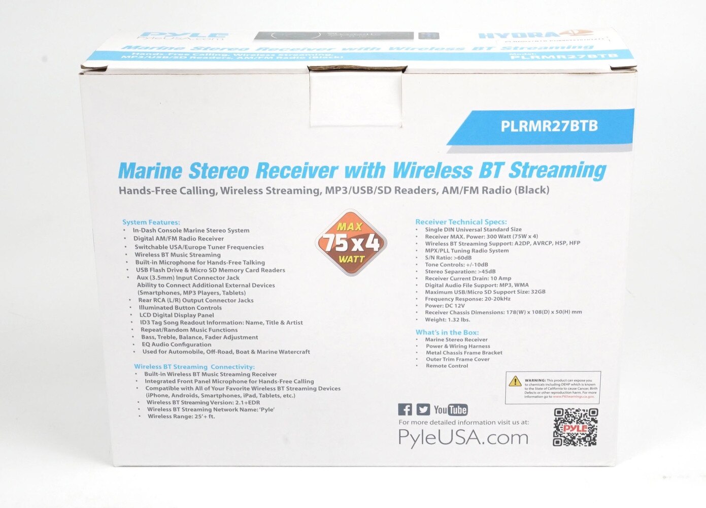 Pyle Marine Bluetooth Receiver Stereo MP3/USB/SD (PLRMR27BTB) New 4