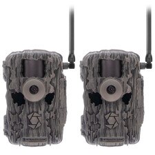 Stealth Cam Fusion Max STC-FXWTX Cellular Camera 2 Pack - High-resolution trail cameras with night vision and cellular connectivity for wildlife and hunting surveillance.