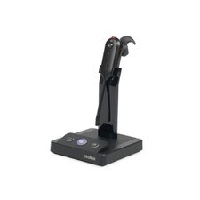A Yealink WH63 Microsoft Teams Convertible DECT Wireless Headset with a silver and black color scheme. The headset has a flexible ear hook that can be worn on either ear, a microphone boom
